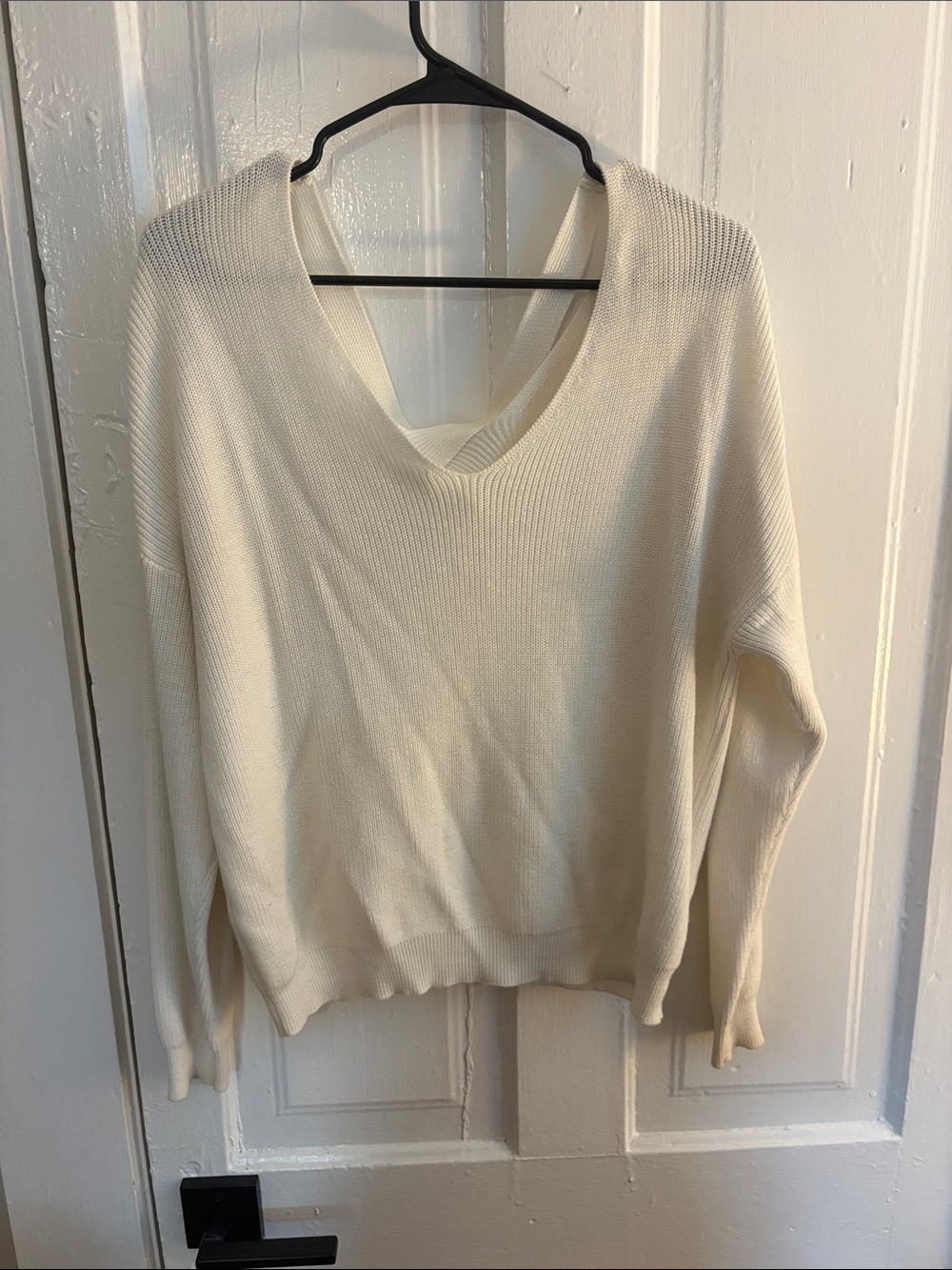 V-Neck Cross-Back Women's Sweater in White